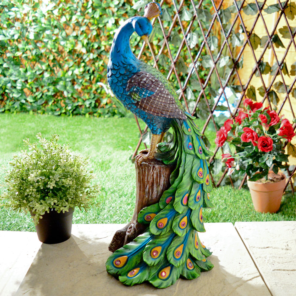 Avilo Solar Peacock Statue Image 2