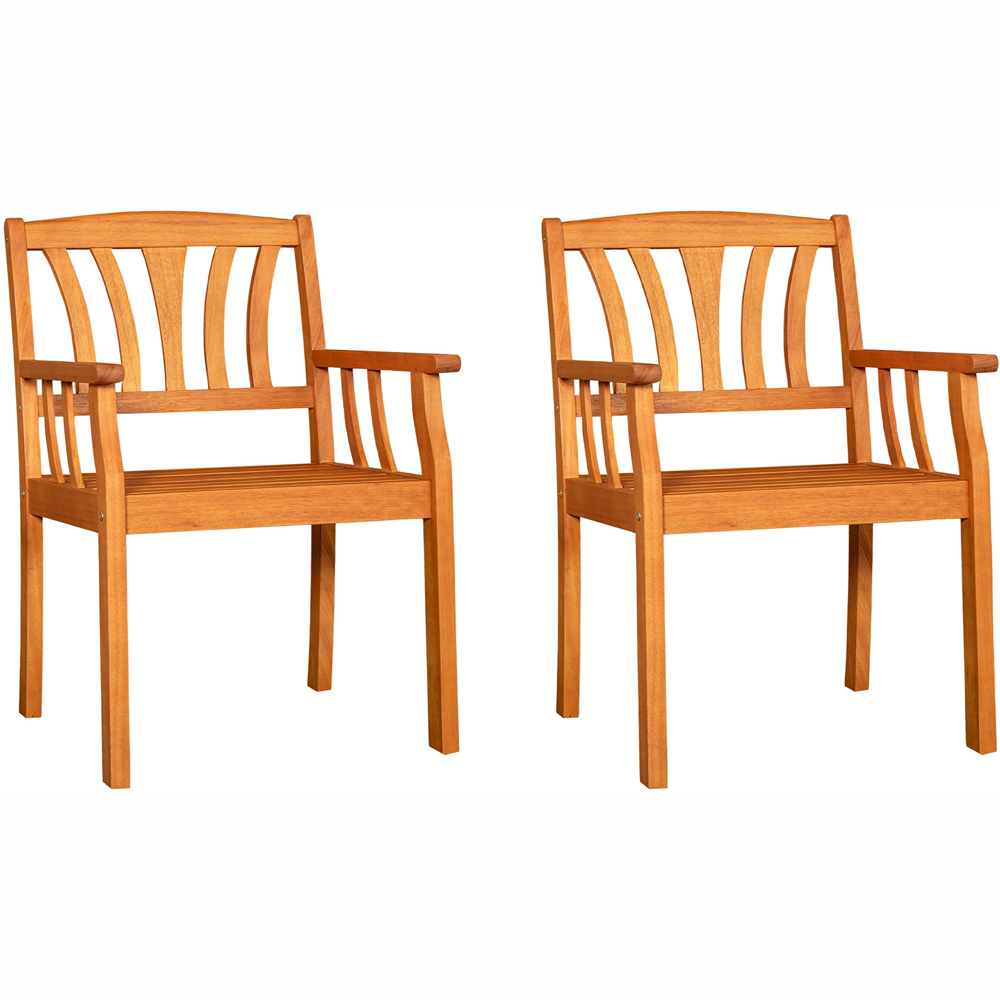 Samuel Alexander Kapalua Set of 2 Wooden Slatted Outdoor Dining Chair Image 2