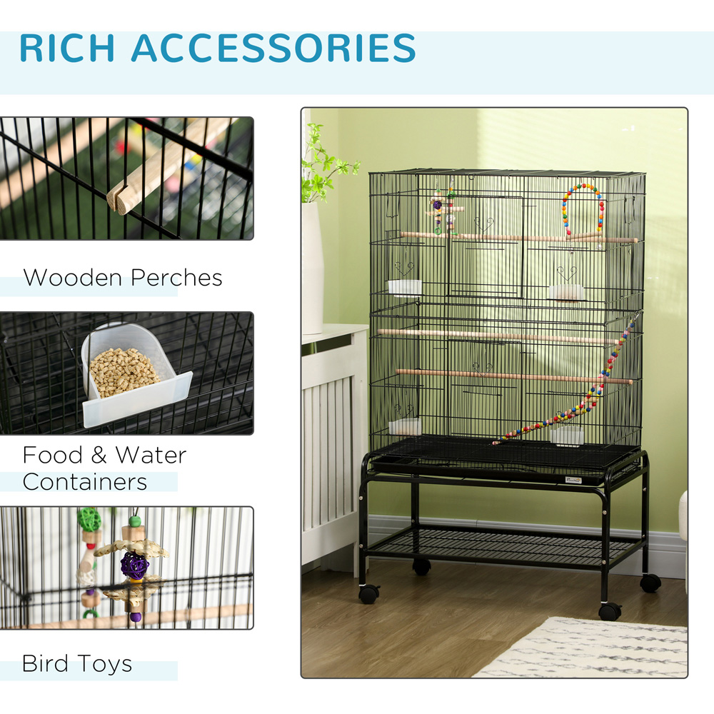 PawHut Black Bird Cage with Stand Image 3