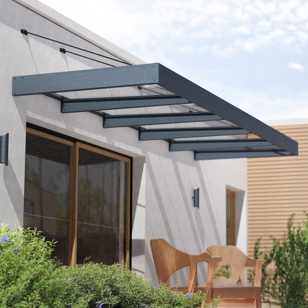 Palram Canopia Sophia XL 5000 Grey Clear Door Canopy 4.71 x 1.4m Image 1