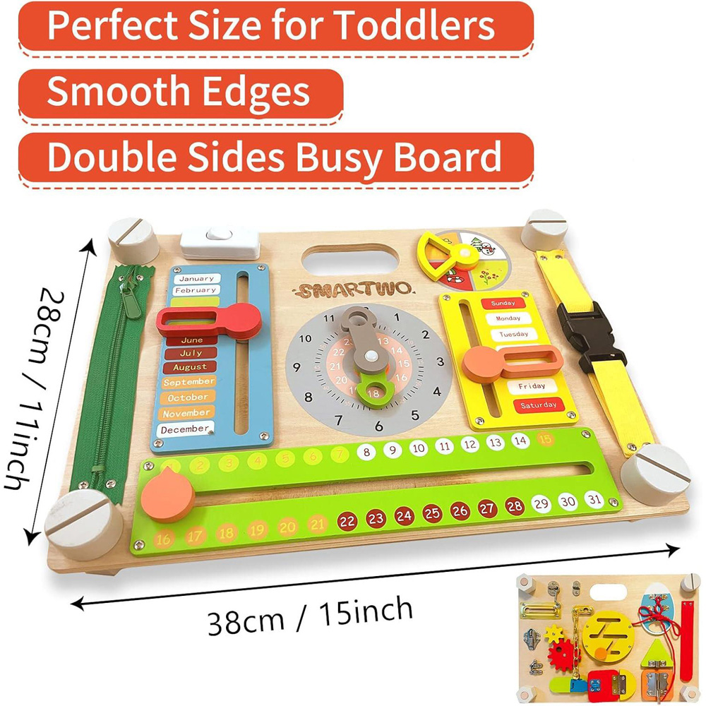 Dyzi Montessori Double Sided Busy Board Toy Image 6