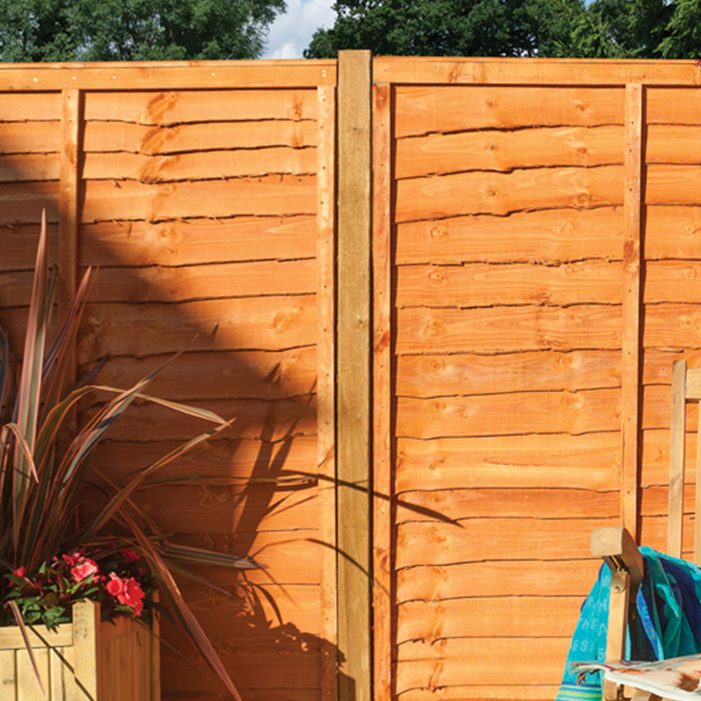 Rowlinson 6 x 3ft Honey Brown Dip Treated Traditional Lap Fence Panel Image 2