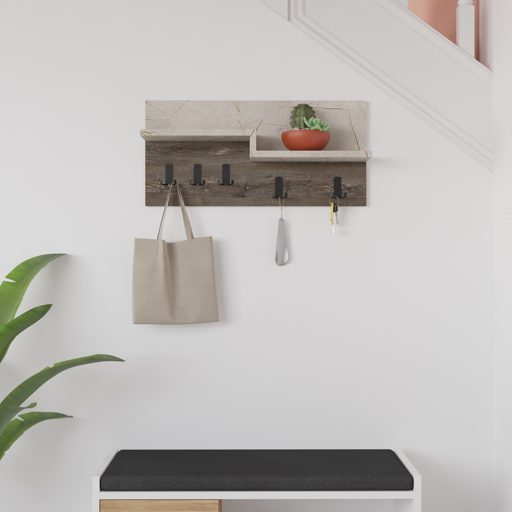 Decortie Harmon Gold Marble Effect and Dark Coffee Wall Mounted Hanger Image 4