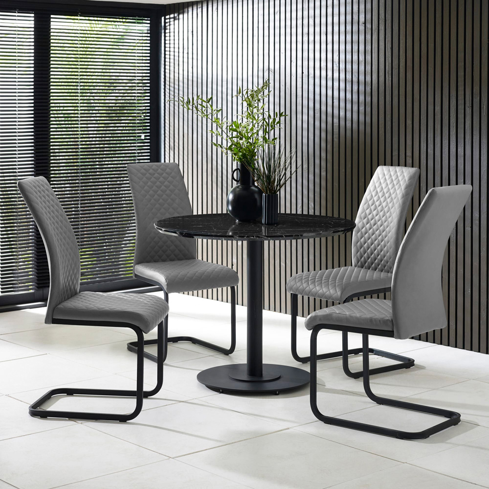 Julian Bowen Xavier Set of 4 Grey Faux Leather Upholstered Cantilever Dining Chairs Image 8