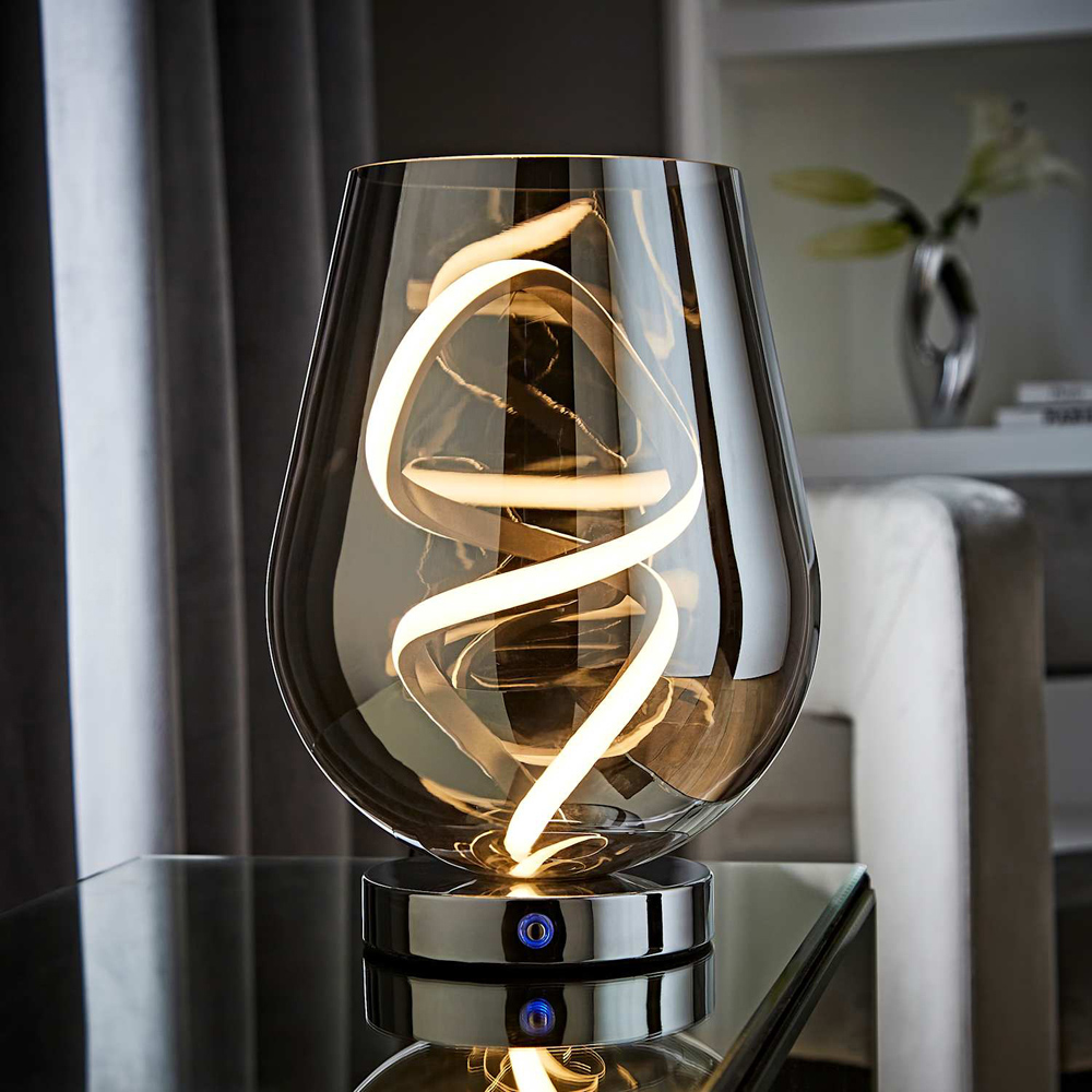 ValueLights Helix Smoked Glass Integrated LED Table Lamp Image 6