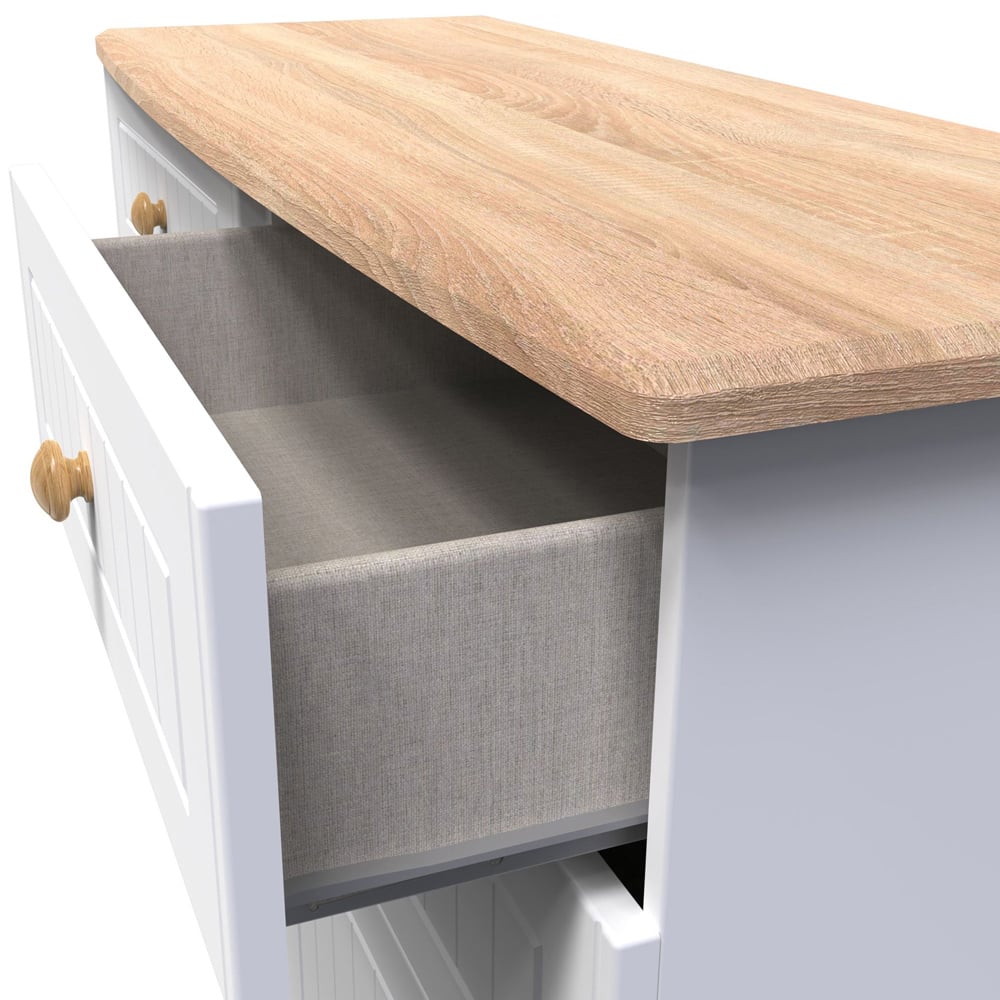 Crowndale Warwick 6 Drawer White Ash and Oak Wide Midi Chest of Drawers Image 6