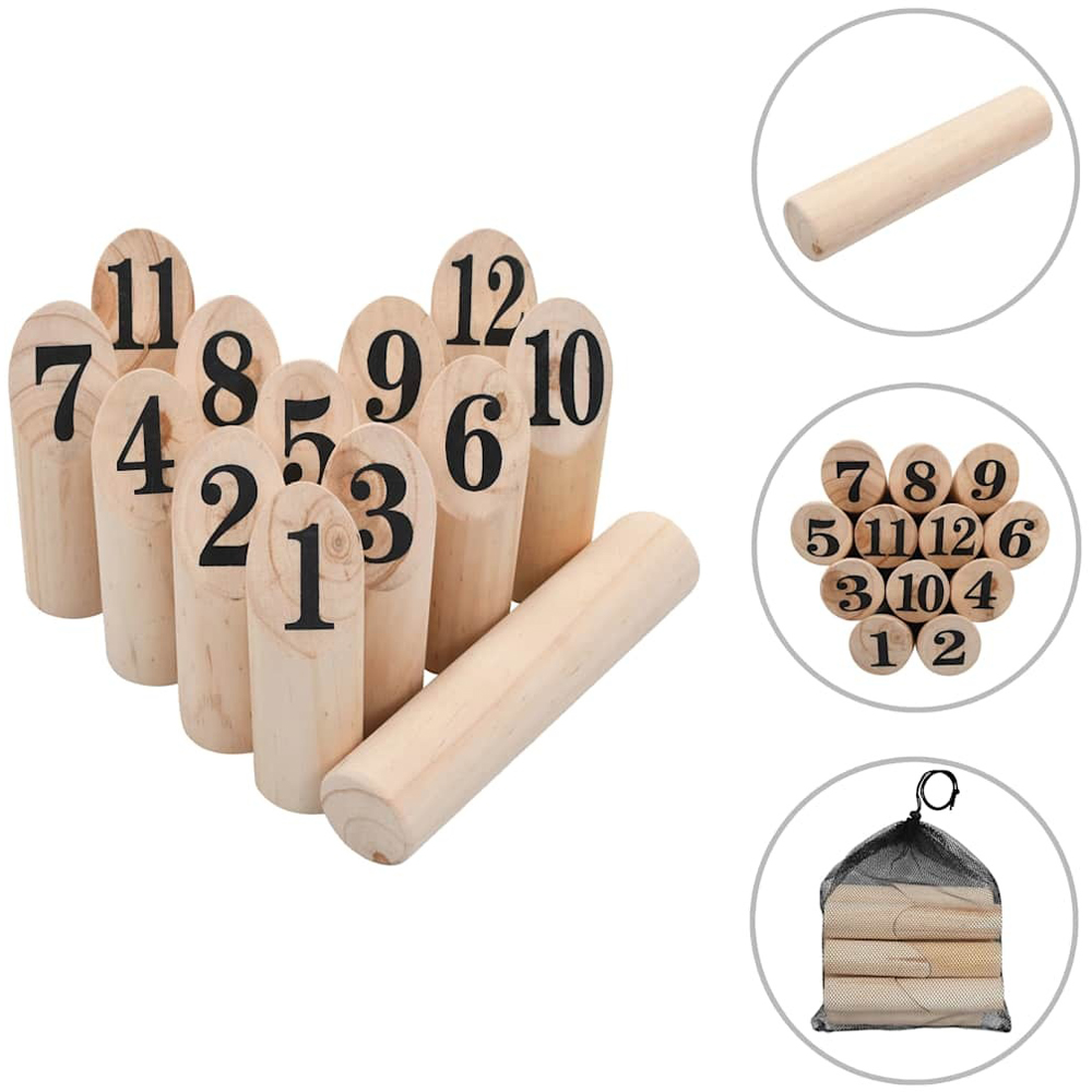 Walplus Solid Pine Wood Number Kubb Game Set Image 3