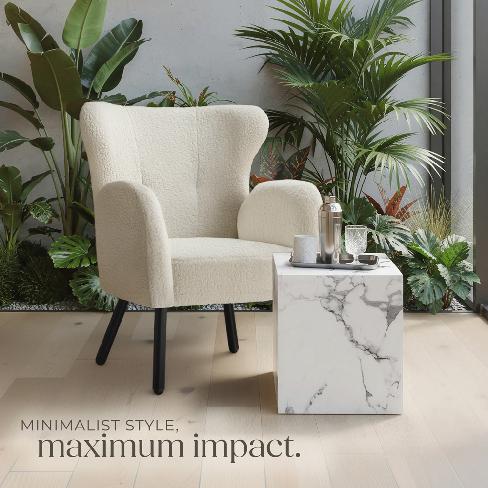 Tectake Lasley White Marble Cube Design Coffee Table Image 6