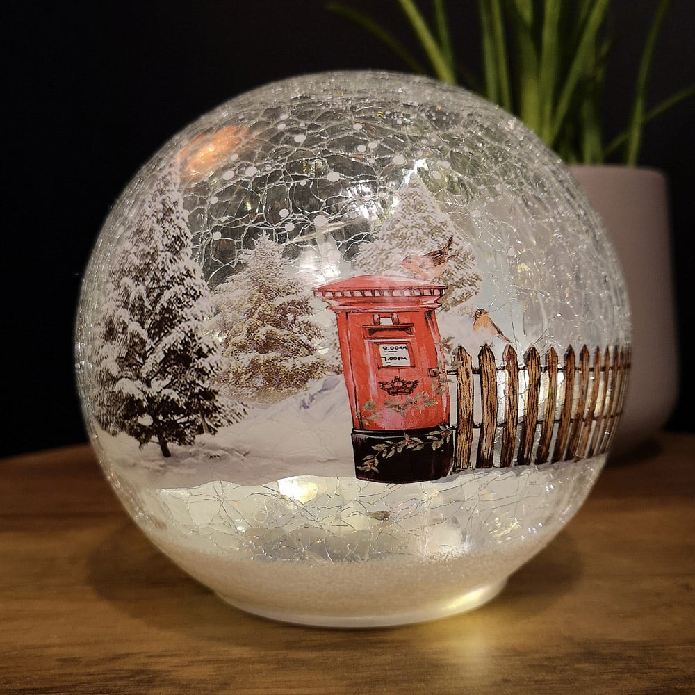 Samuel Alexander Winter Scene Crackle Effect Glass Ball LED Christmas Decoration Image 2