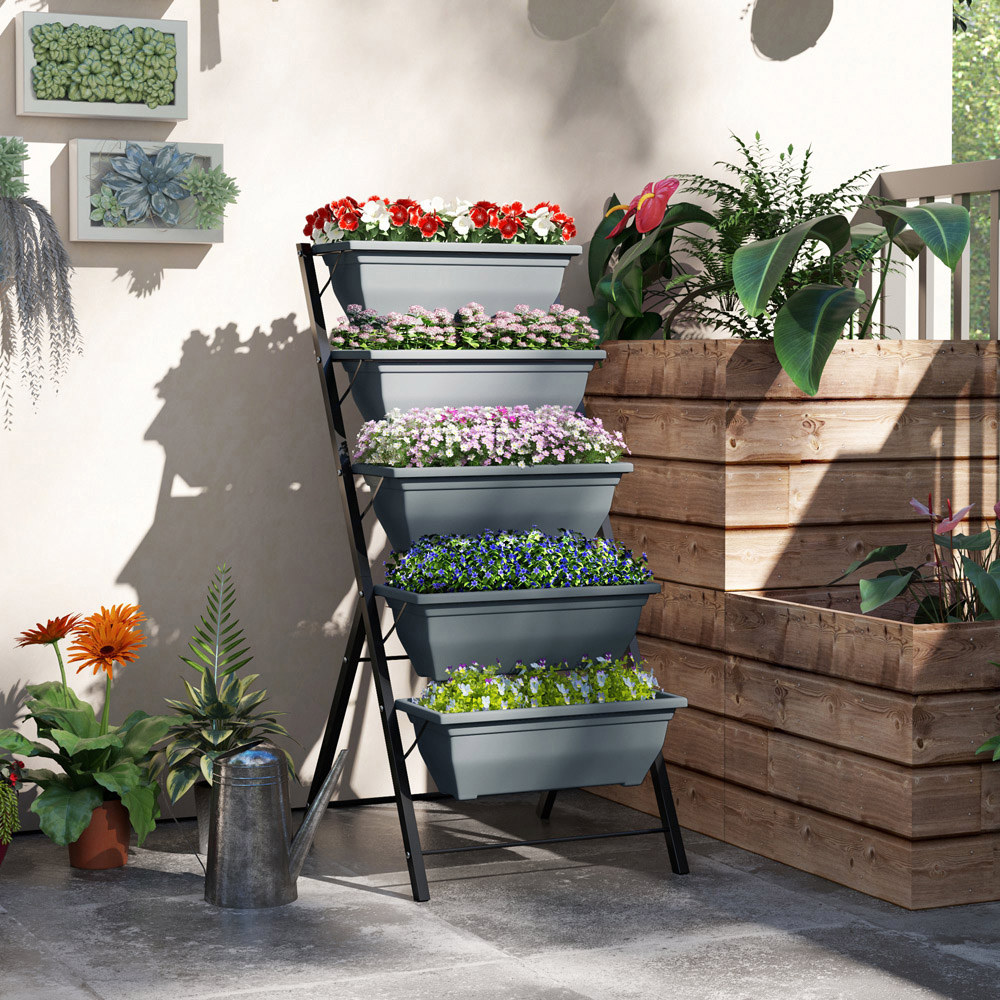 Outsunny 5-Tier Raised Garden Bed with 5 Removable Boxes Image 2