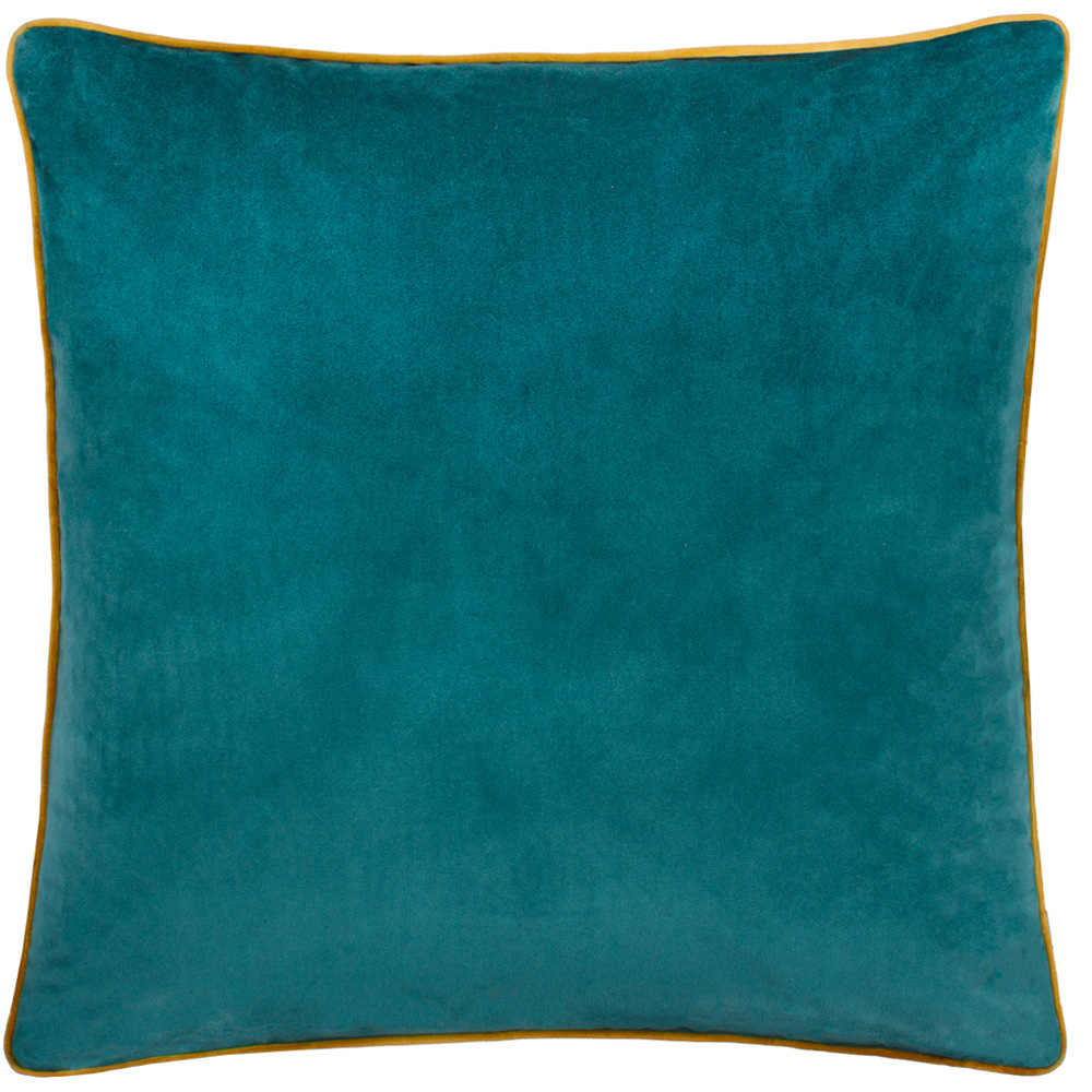 Furn Meridian Teal and Ochre Velvet Cushion 45 x 45cm Image 1