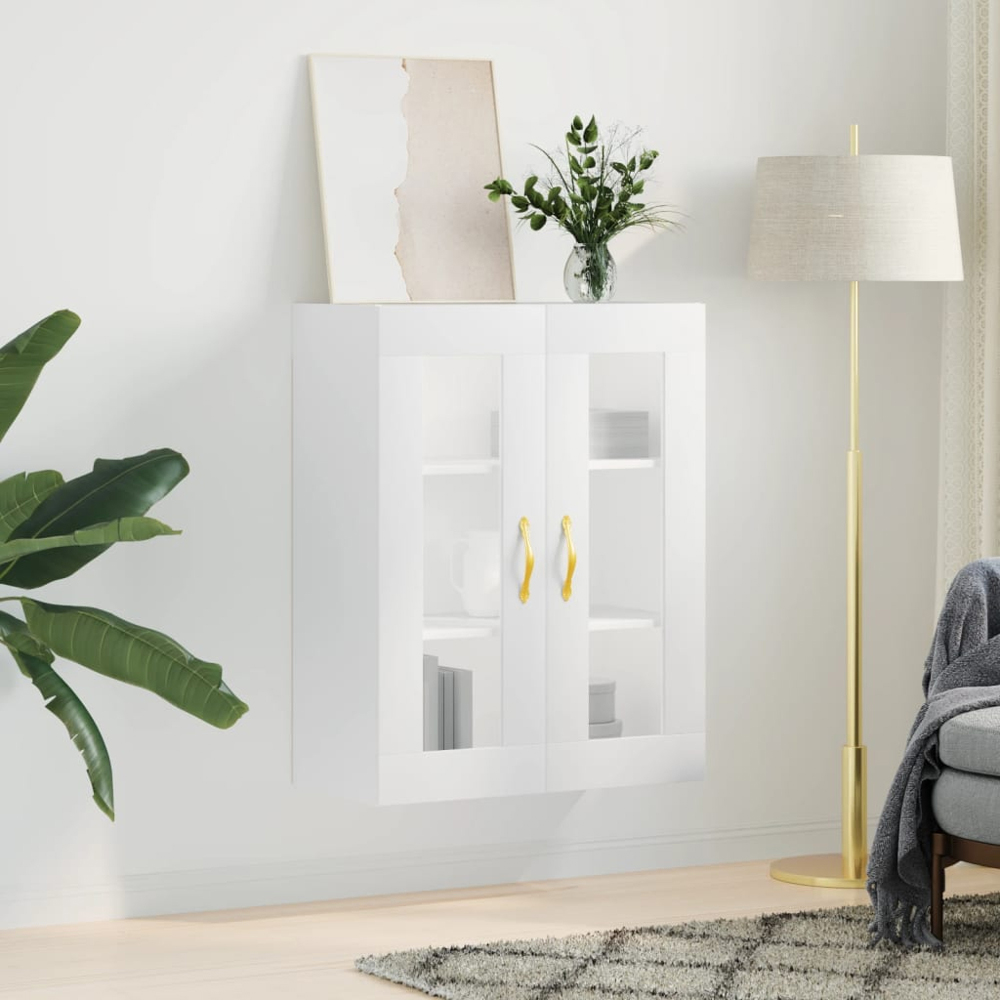 vidaXL 2 Glass Door White Wall Mounted Cabinet Image 9