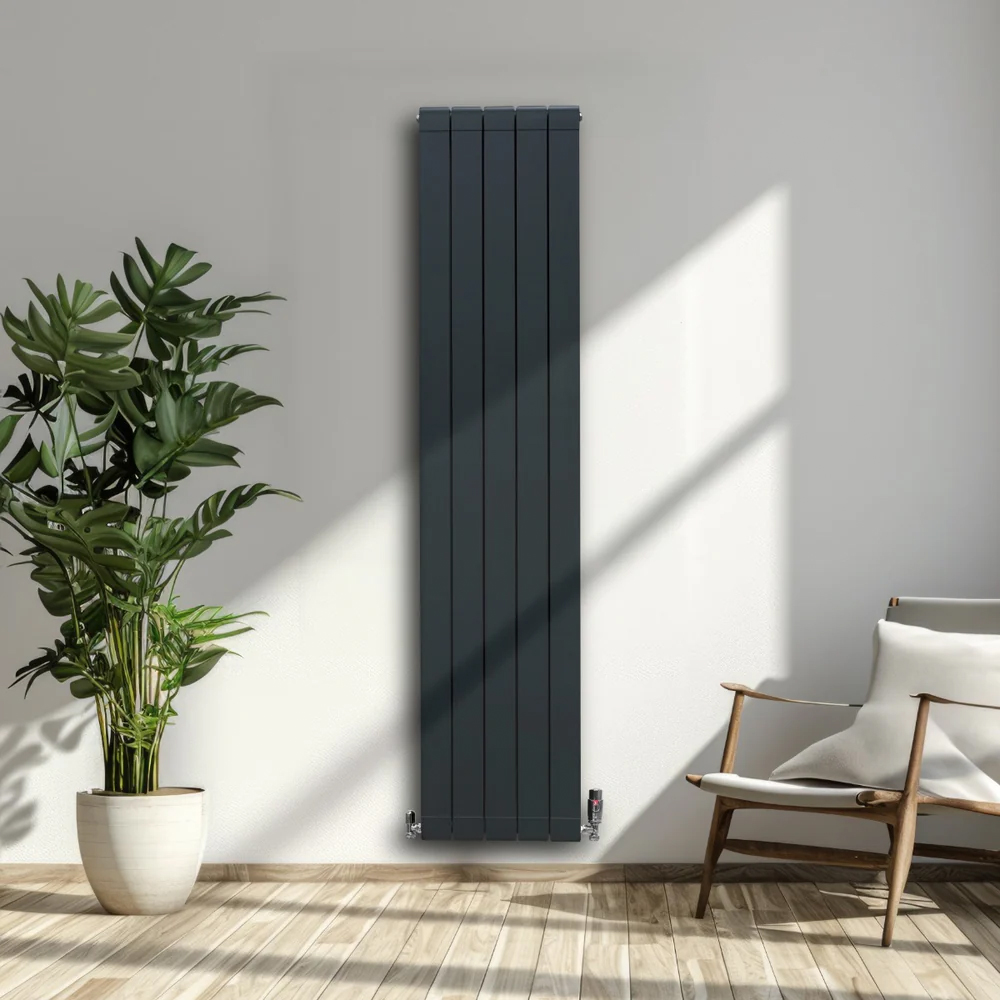 Monster Shop 7319BTU Anthracite Grey Aluminium Radiator with Valves 1800 x 395mm Image 2