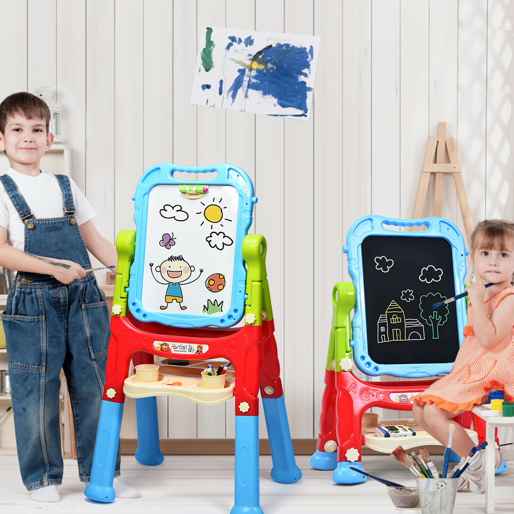 Costway Kids Blue Double Sided Magnetic Art Easel Image 3