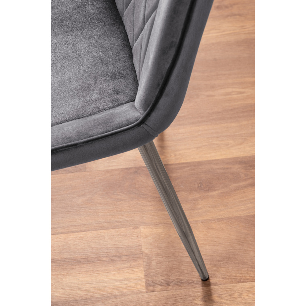 Furniturebox Cesano Set of 2 Grey and Chrome Velvet Dining Chair Image 8