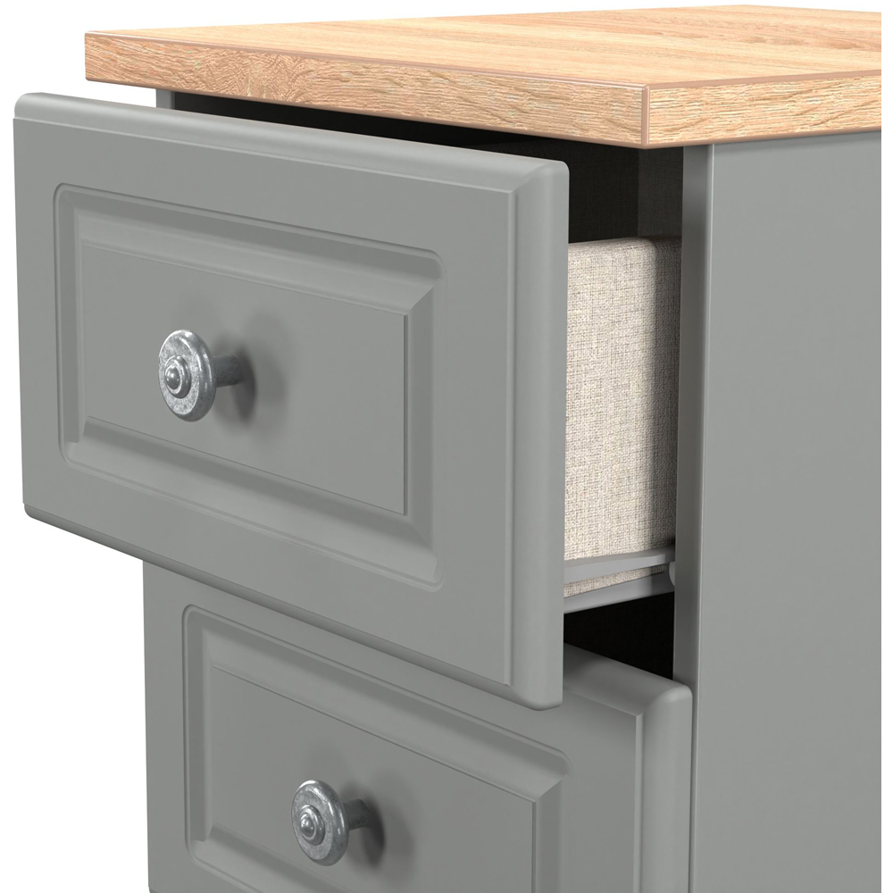 Crowndale Norfolk 3 Drawer Dusk Grey and Bardolino Oak Bedside Cabinet Ready Assembled Image 6