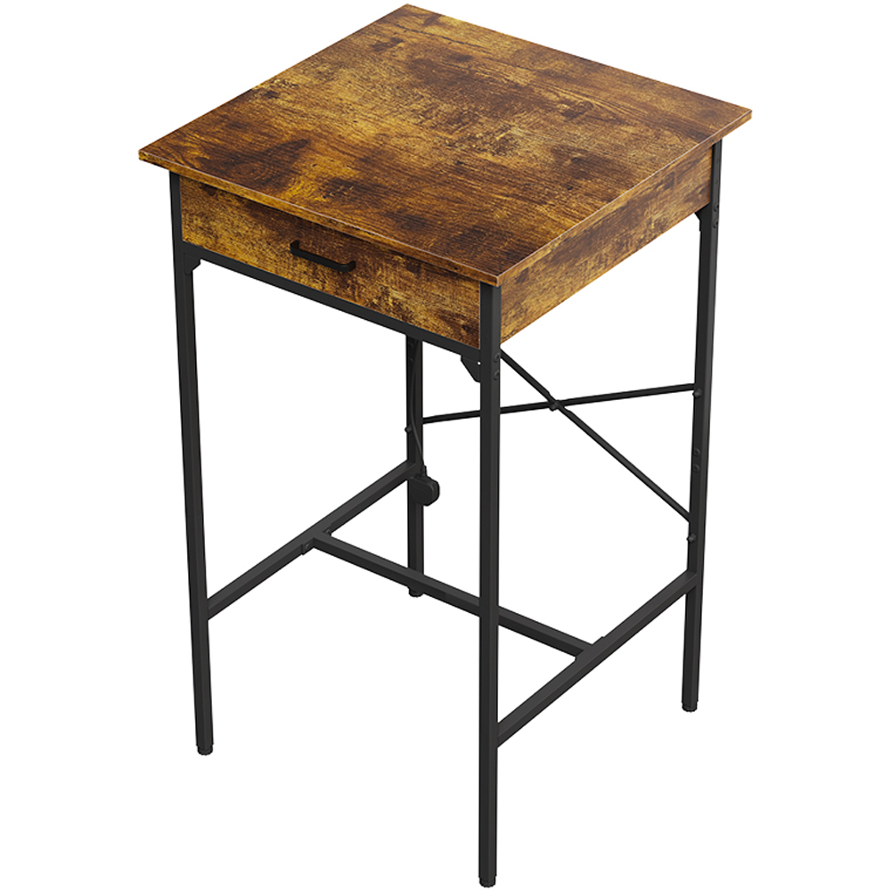 Living and Home Single Drawer Wood Grain Bar Table with Built-In Charging Station Image 2