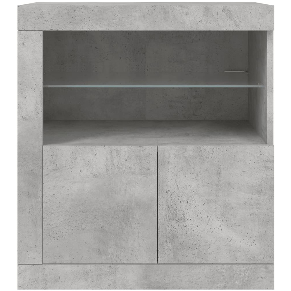 vidaXL 2 Door 2 Shelf Concrete Grey LED Sideboard Image 4