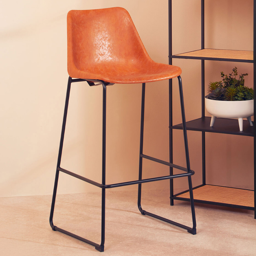 Premier Housewares Dalston Camel Shade and Black Legs Bar Chair Image 1