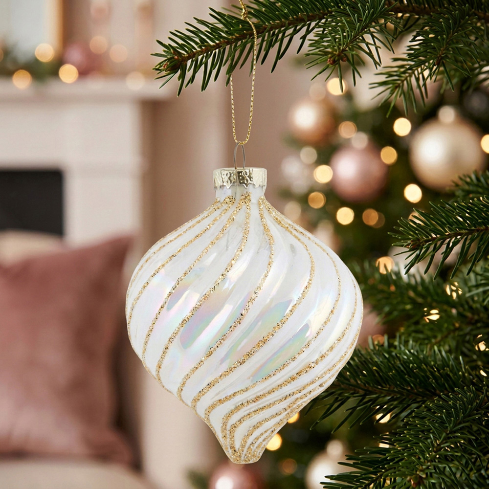 Iridescent Ivory Swirl BaubleIvory Image 2