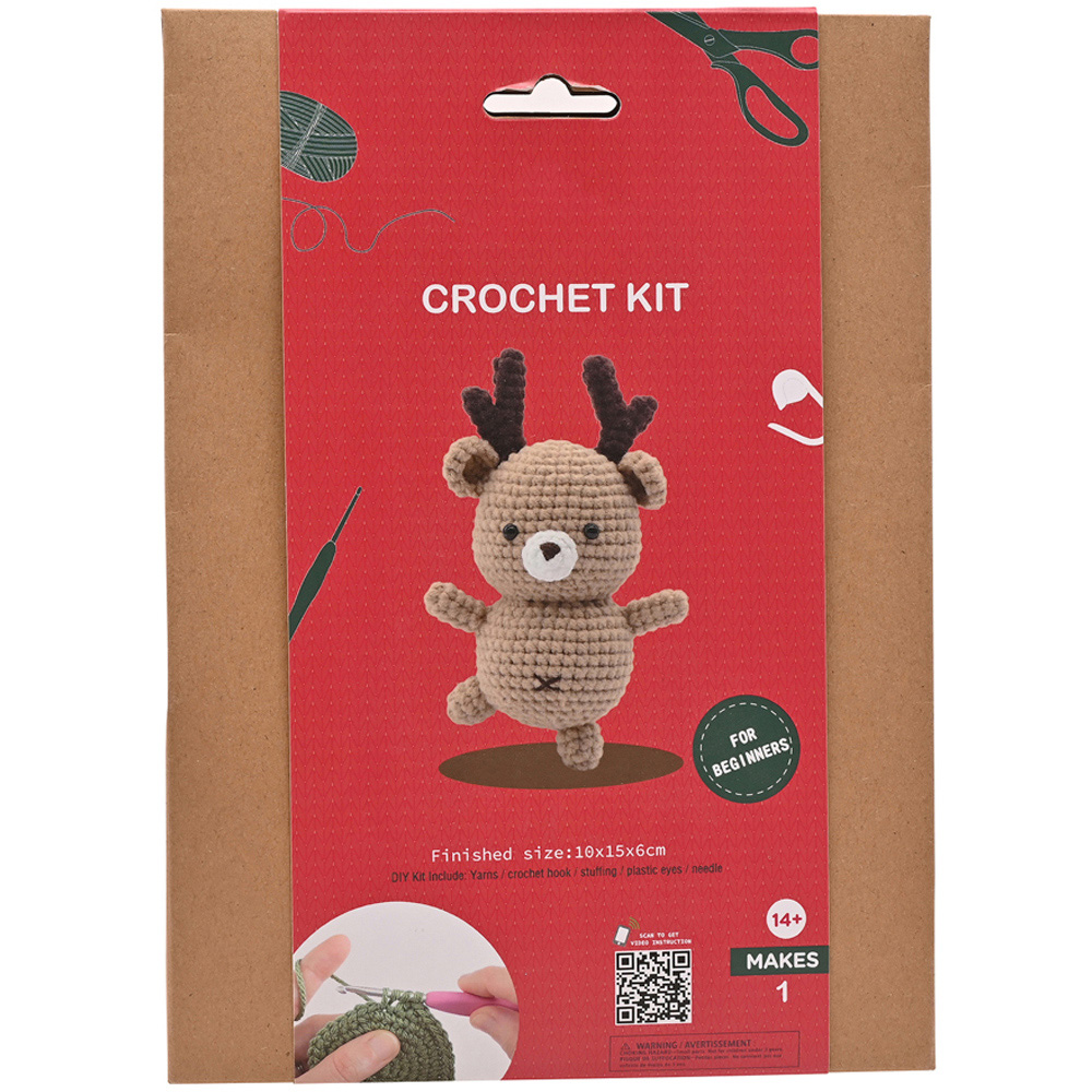 The Seasonal Gift Co Make Your Own Christmas Reindeer Crochet Kit Image 1