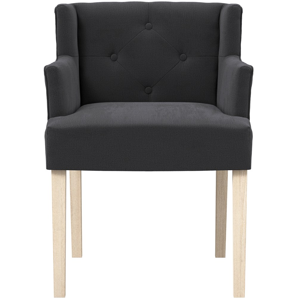 LPD Home Shay Anthracite Linen Winged Back Dining Chair with Arms Image 3