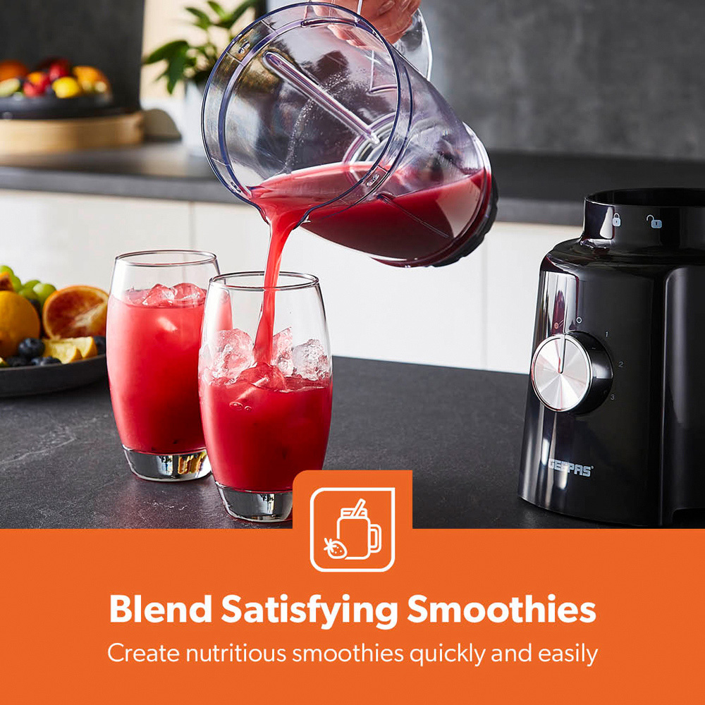 Geepas GSB44118UK-BK Black 1.6L 2-in-1 Food Jug Blender and Mini Coffee Spice Grinder 650W Image 7