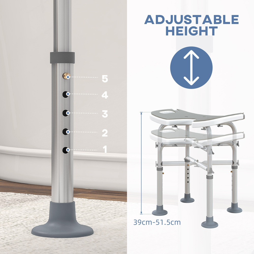 HOMCOM Grey Aluminium Shower Stool Image 8
