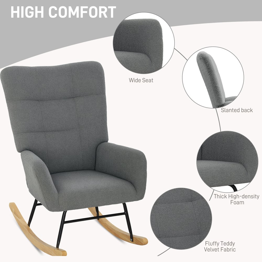 Portland Grey Modern Rocking Chair with Backrest Image 8
