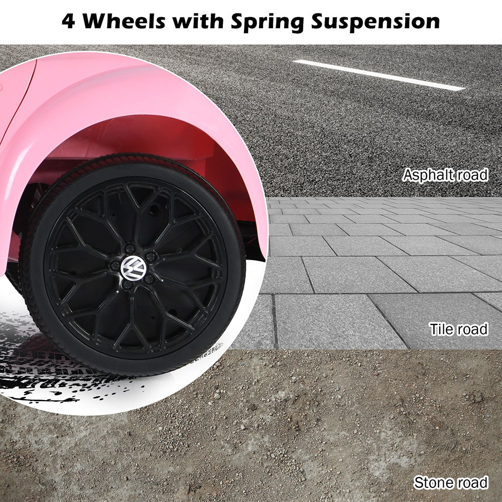 Costway Pink Volkswagen Beetle Electric Kids Ride On Car Image 7