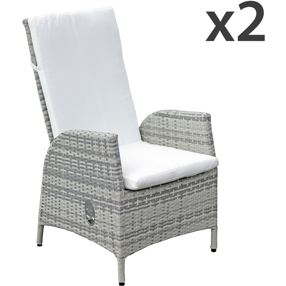 Oseasons Lisbon Set of 2 Mixed Grey Rattan Reclining Dining Chairs Image 3