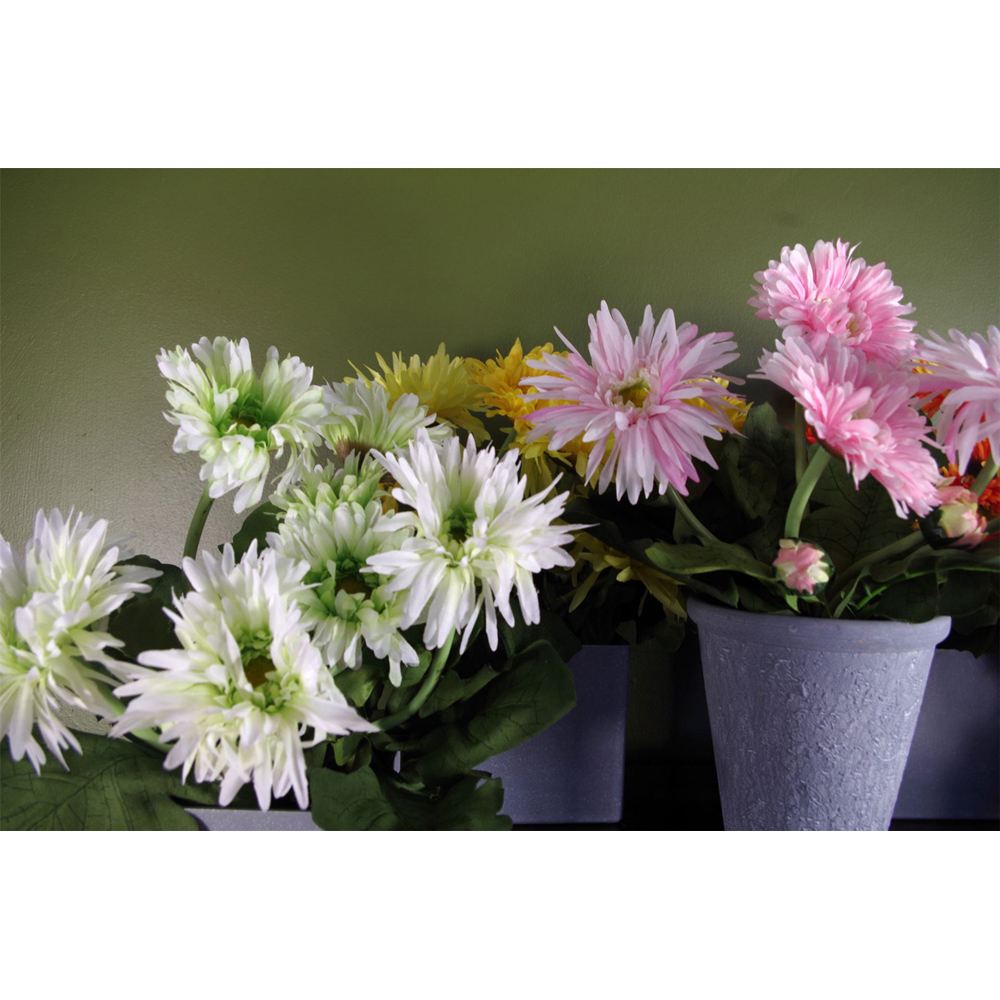 Leaf Yellow Daisy Artificial Plant in Grey Pot 33cm Image 6