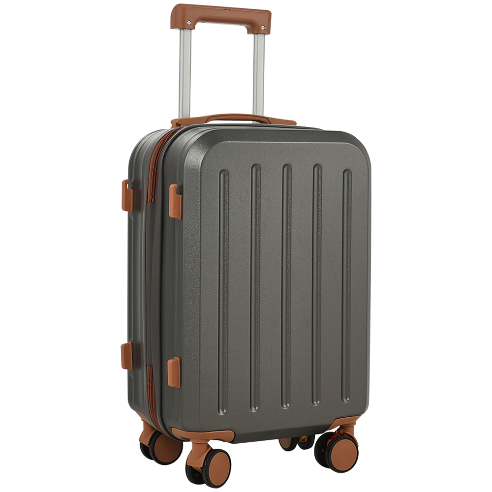 H&O Direct Dark Grey ABS Hard Shell Suitcase with Cup Holder and USB Port 20 inch Image 1