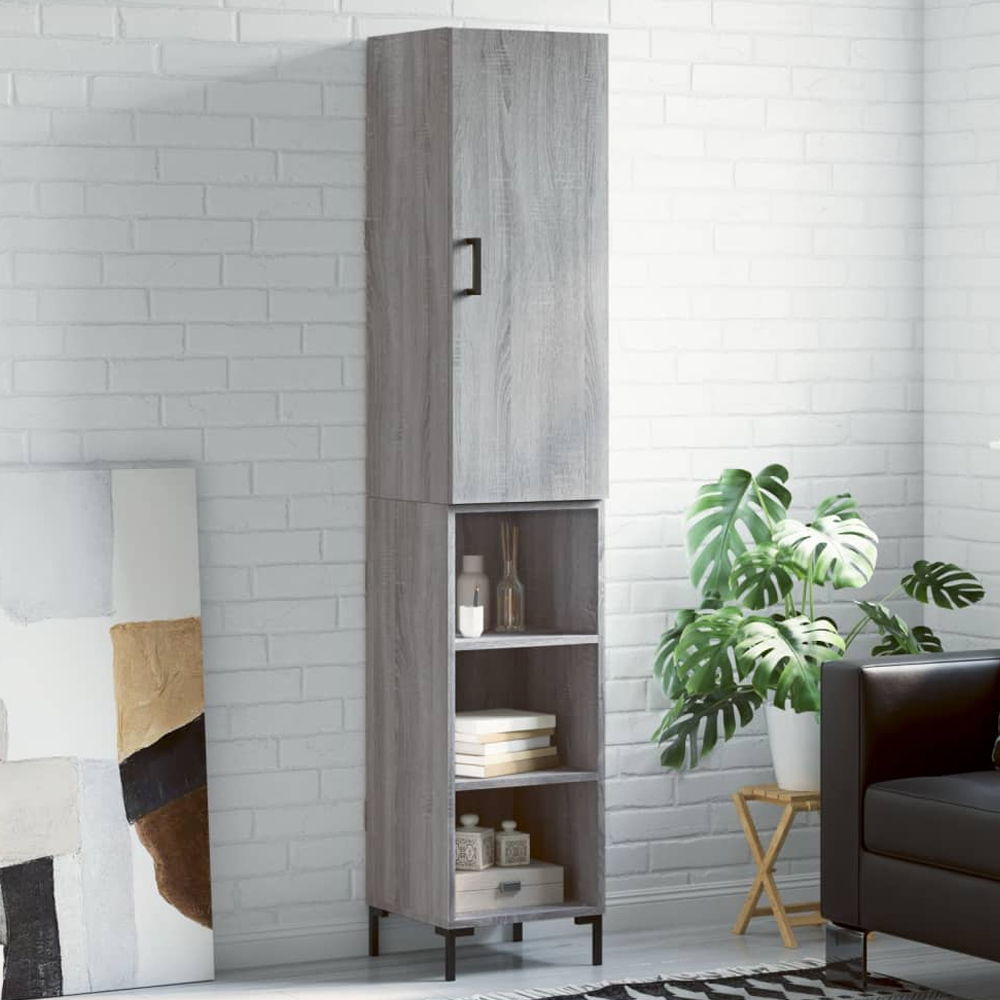 vidaXL Single Door 3 Shelf Grey Sonoma Highboard Image 1