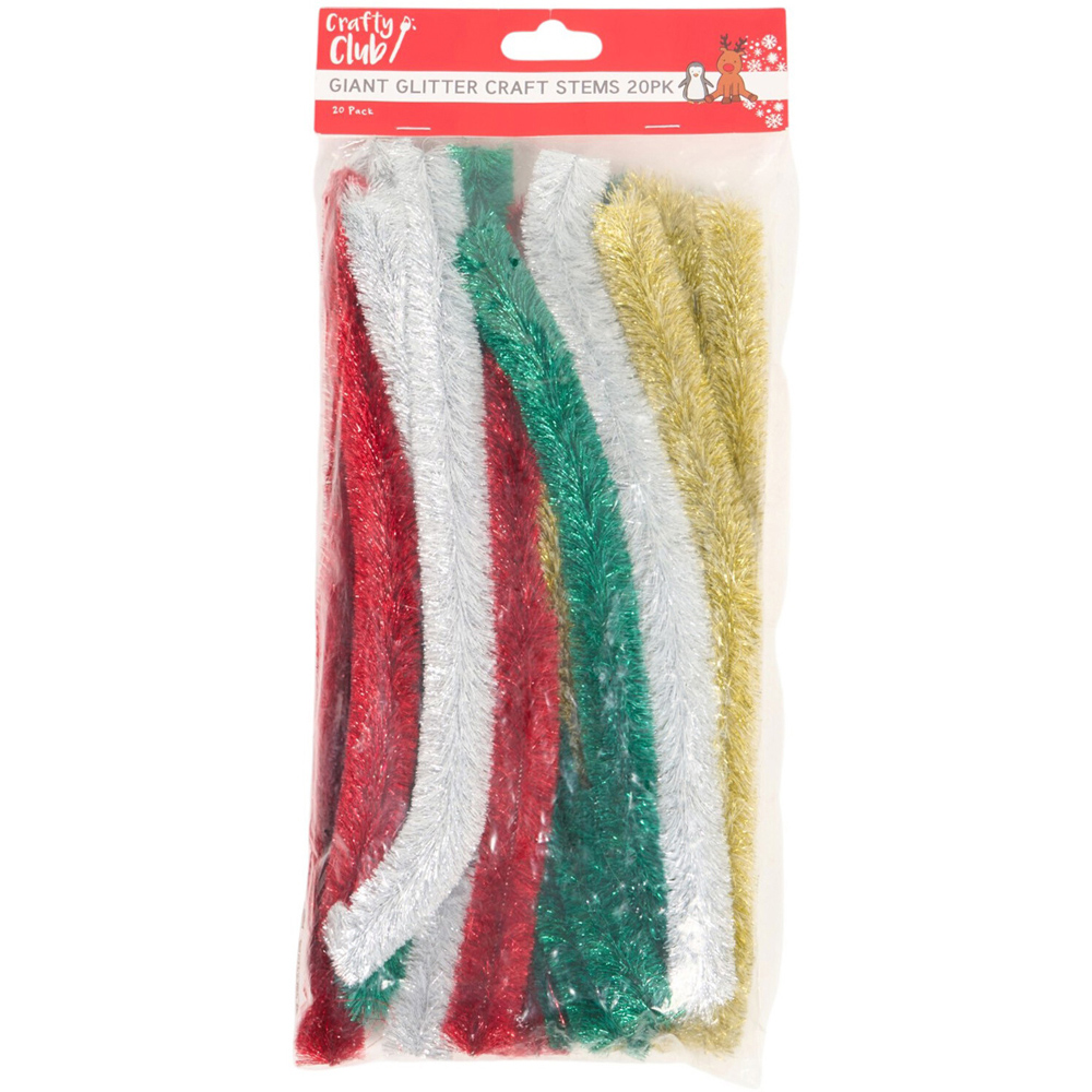 Pack of 20 Giant Glitter Craft Stems Image 1