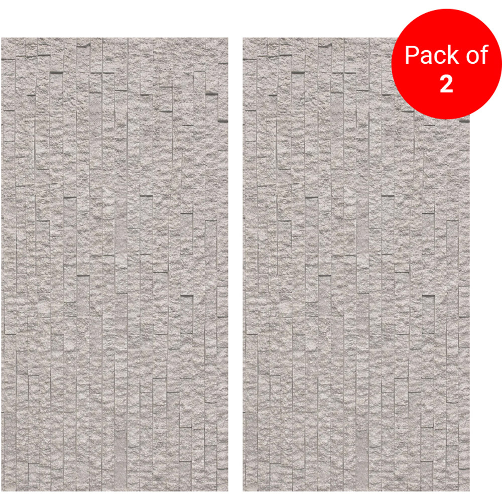 Britwall Jade White Stacked Stone Pattern Hard PU Wall Panel 1200 x 600 x 20mm 2 Pack Image 3