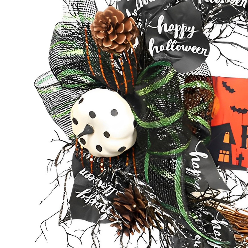 Living and Home Halloween Wreath with Black Bows 40cm Image 5