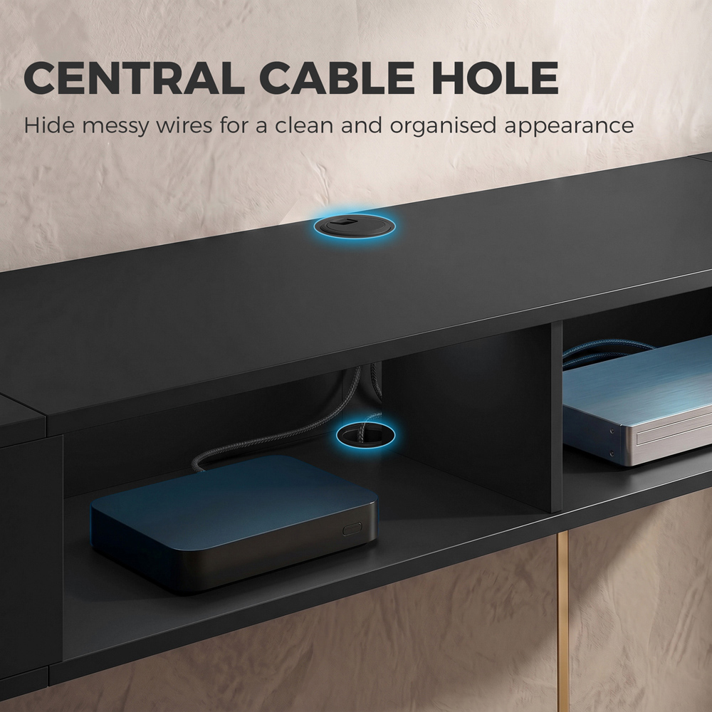 HOMCOM 4 Shelf Black TV Stand with RGB LED Light Image 6