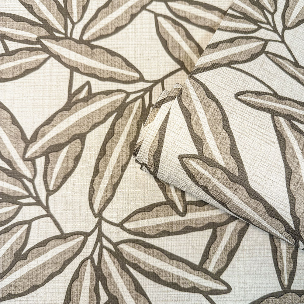 Belgravia Decor Grasscloth Leaf Cream Vinyl Wallpaper Image 2