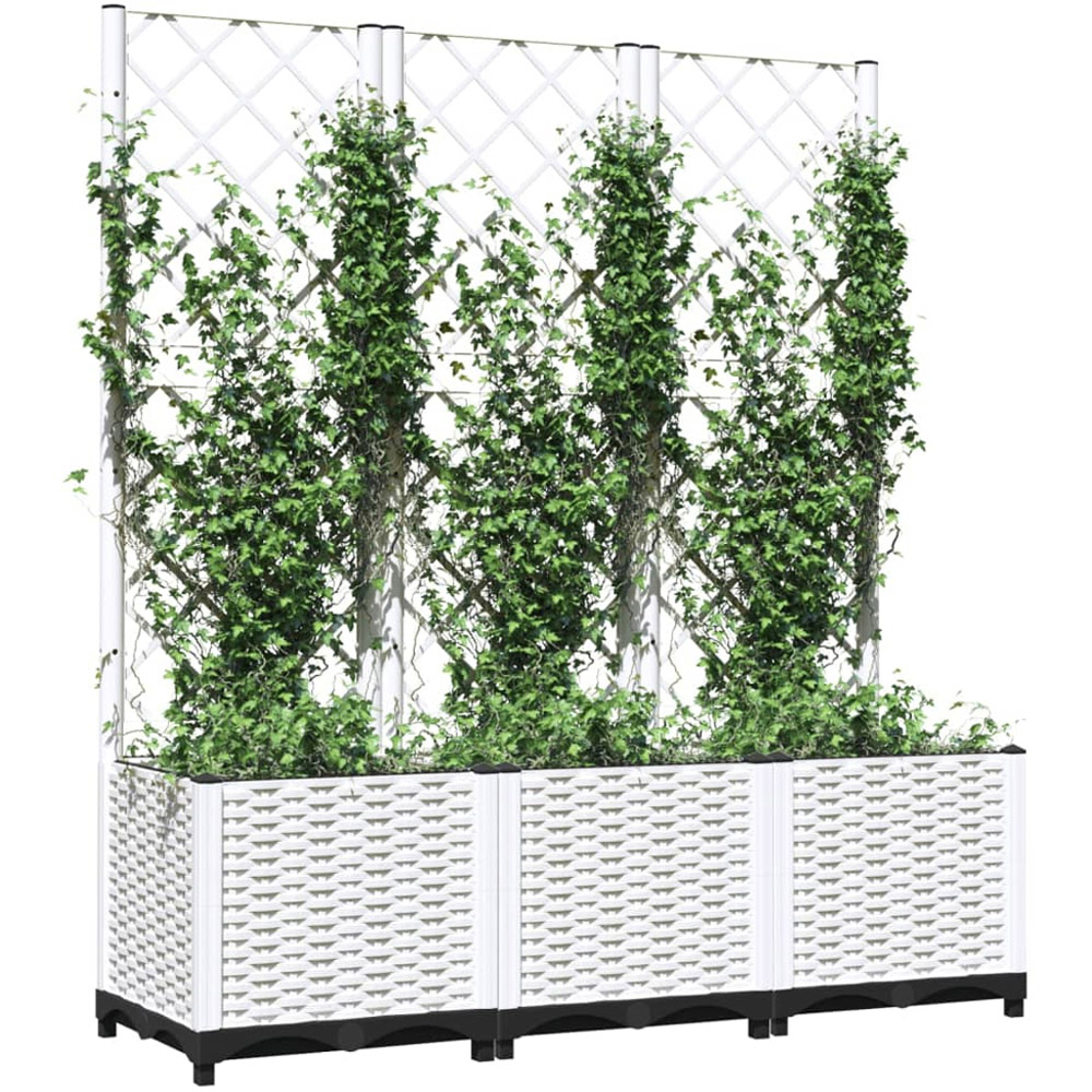 vidaXL White Garden Planter with Trellis 120 x 40 x 136cm Image 2