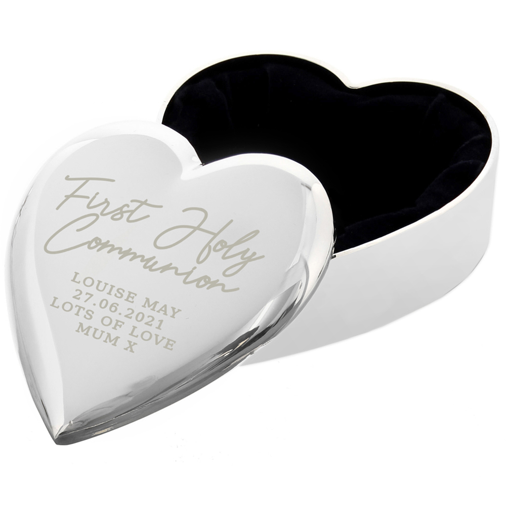 Personalised Memento Personalised First Holy Communion Heart Trinket Box Image 1