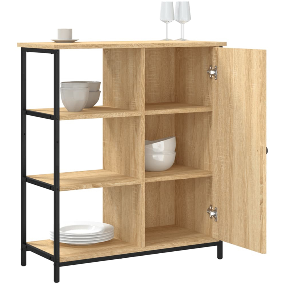 vidaXL Single Door 3 Shelf Sonoma Oak Sideboard Image 4
