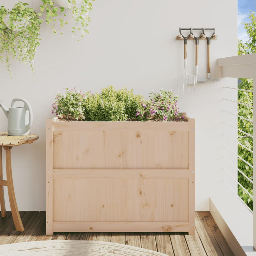 vidaXL Natural Solid Pine Wood Garden Planter Image 2