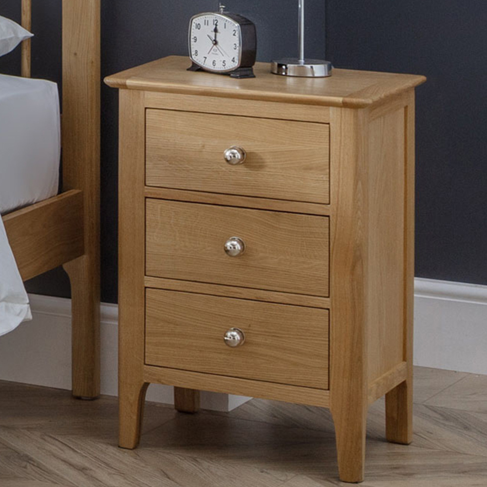 Julian Bowen Cotswold 3 Drawer Natural Bedside Table Image 1