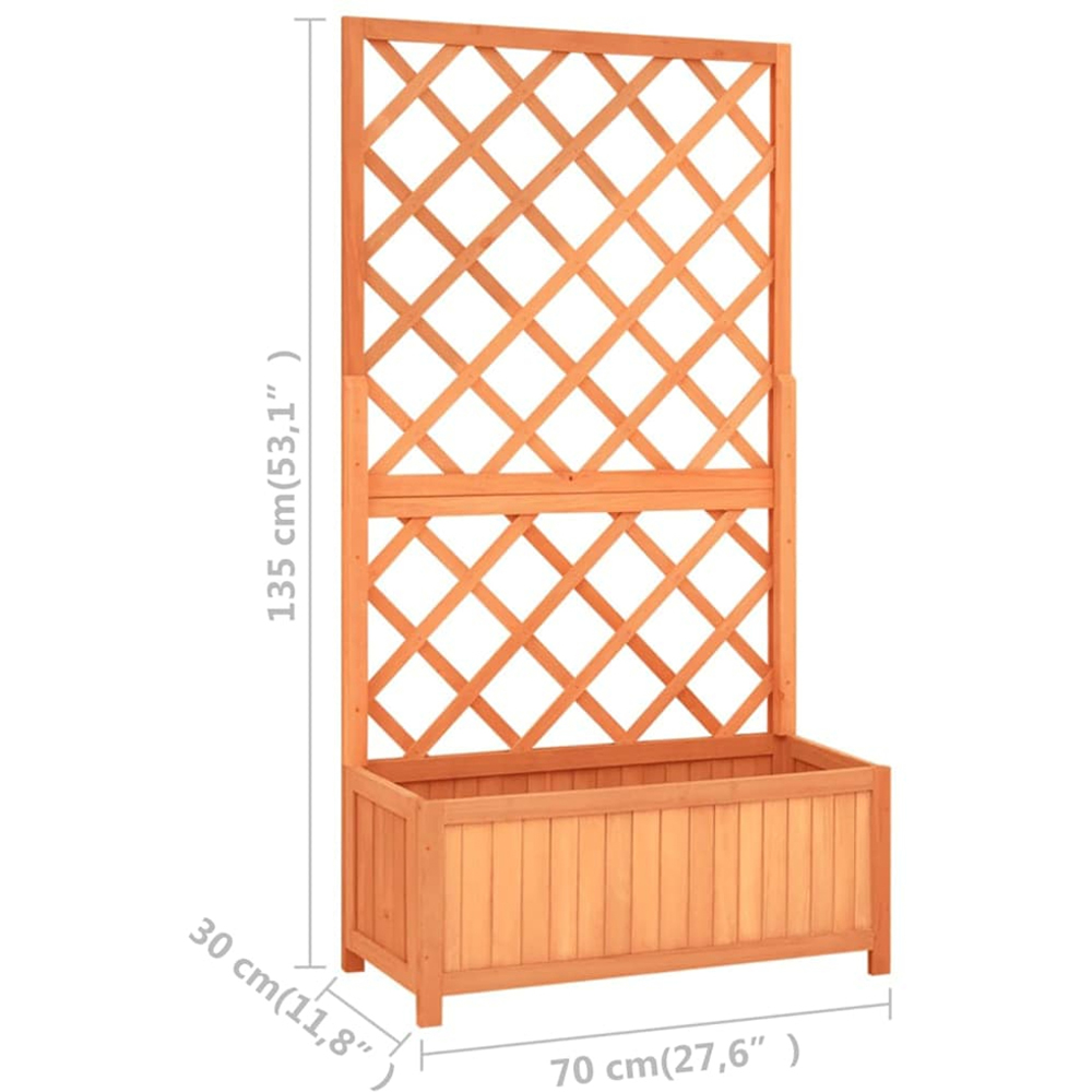 vidaXL Brown Fir Wood Garden Planter with Trellis 135 x 30 x 70cm Image 7
