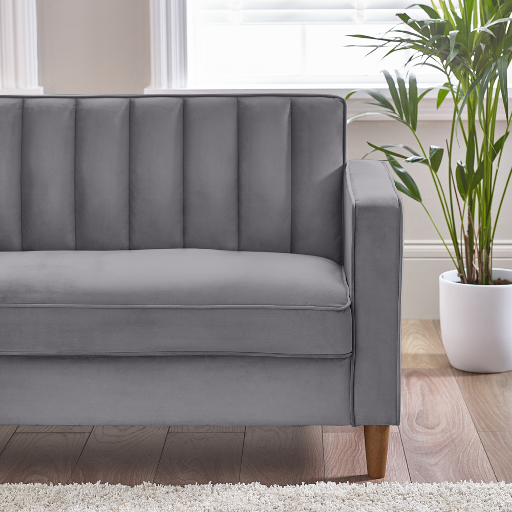 Furniturebox Kody 2 Seater Grey Velvet Sofa Image 5