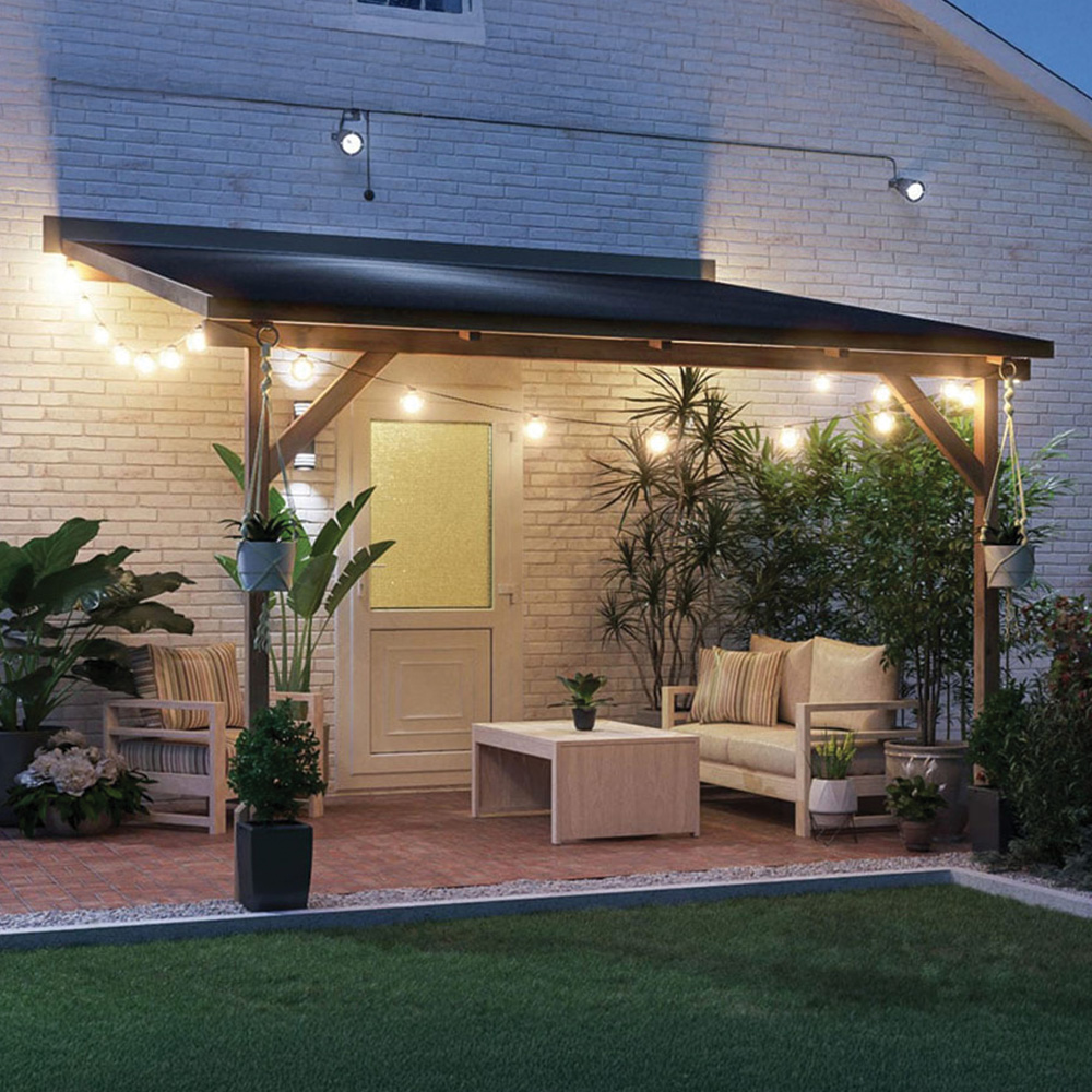 Dunster House Utopia 3 x 3m Brown Wall Mounted Superfelt Lean To Gazebo Image 1