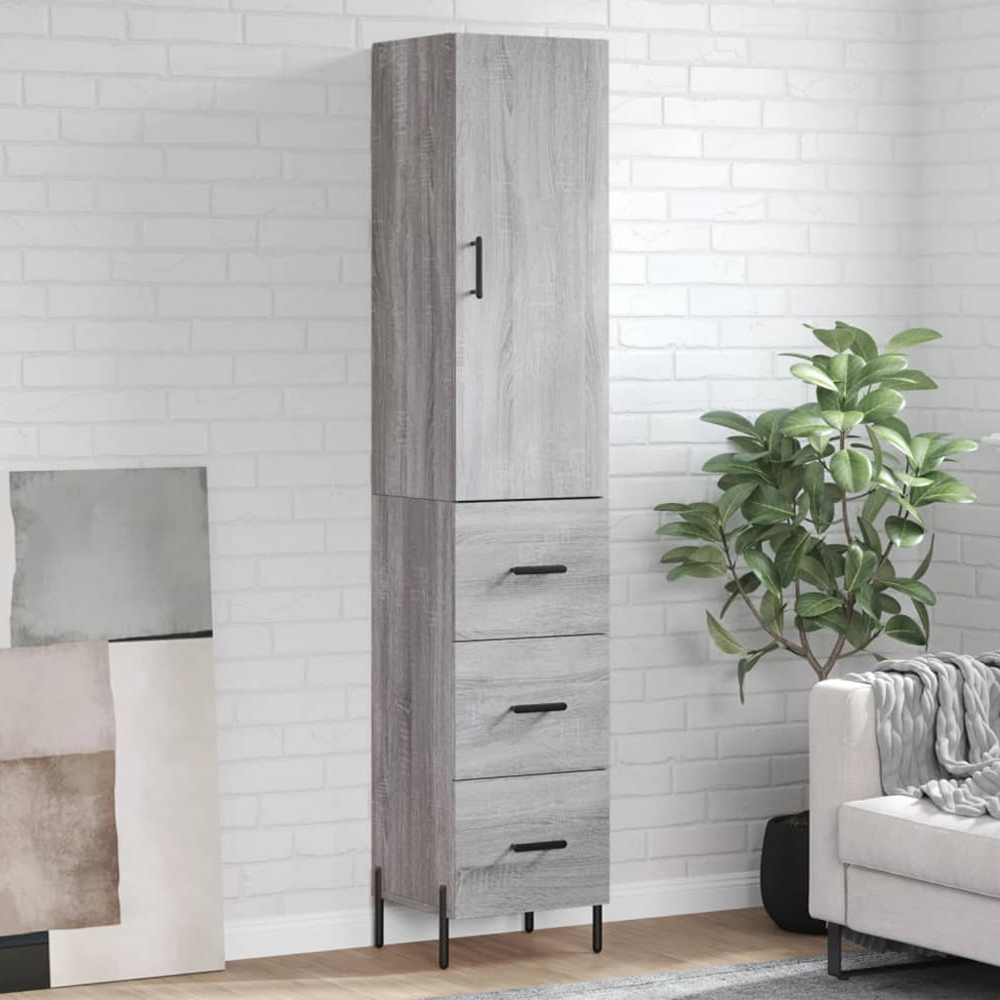 vidaXL Single Door 3 Drawer Grey Sonoma Highboard Image 1