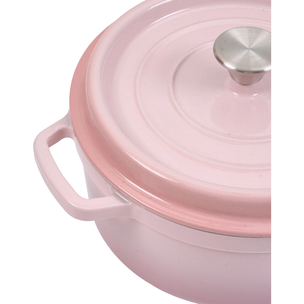 Living and Home Gradient Pink Enamelled Cast Iron Dutch Oven Pot 5L Image 4