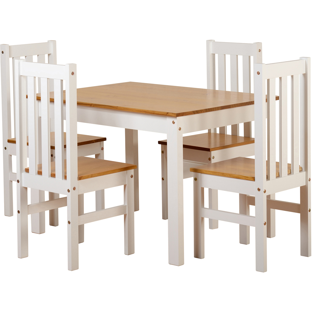 Seconique Ludlow 4 Seater Dining Set White and Oak Image 2